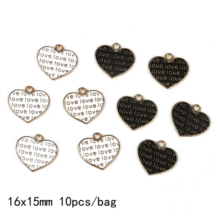 16x15mm 10pcs 26 стилей, Красочные Подвески из сплава, Морская звезда, раковина, раковина, сердце, треугольная Корона, бант, эмалированные подвески, сделай сам, ремесло, браслет, ожерелье, ювелирное изделие - Окраска металла: 16x15mm 10pcs