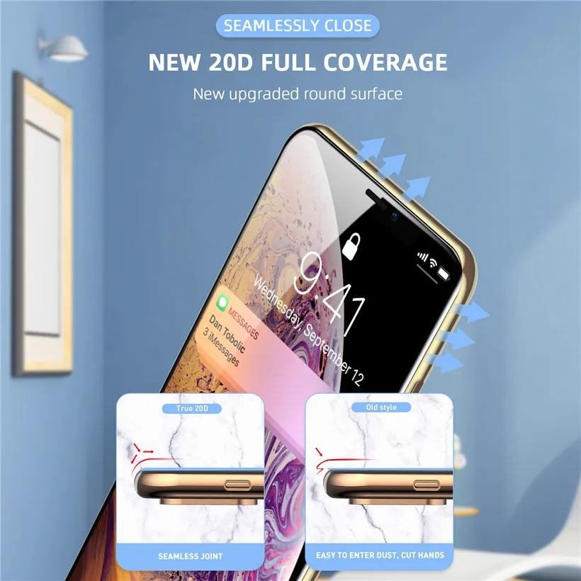 USLION 20D Защитная пленка для экрана из закаленного стекла iPhone 11 Pro X XS Max XR 6 6S 8 7 Plus