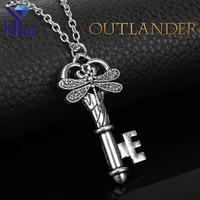 heyu fashion movie outlander scottish irish celtic viking buttlerfly antique key pendant chain necklace choker necklace collier