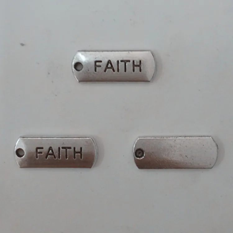 

150pcs charm faith plate pendants 21*8mm antique silver Handmade Jewelry Making earrings bracelet necklace keychain DIY Supplies