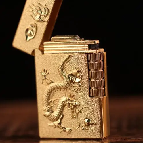Газовая зажигалка Gold Dragon Классический Надувной пинг звук многоразовый винтажный