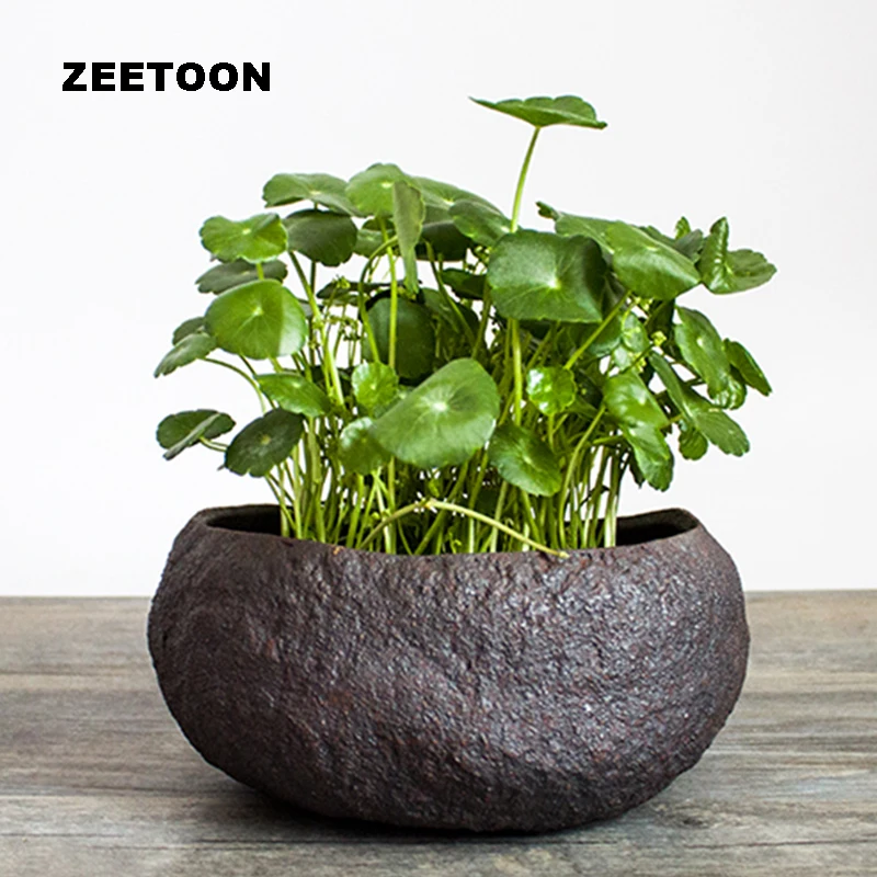 

Zen Japanese Style Floral Art Vintage Hydroponics Flower Pot Coarse Pottery Tabletop Vase Fish Tank Bowl Creative Home Decor New