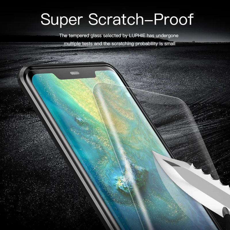 Полный Магнитный чехол LUPHIE 360 для huawei mate 20 Pro P30 Передние Задние стеклянные Чехлы |