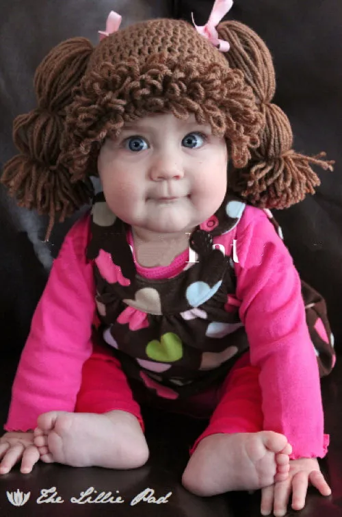 Wig Hat Photo Prop Photography Cabbage Patch Pony Tail Braided Costume Handmade Gift Crochet | Детская одежда и обувь