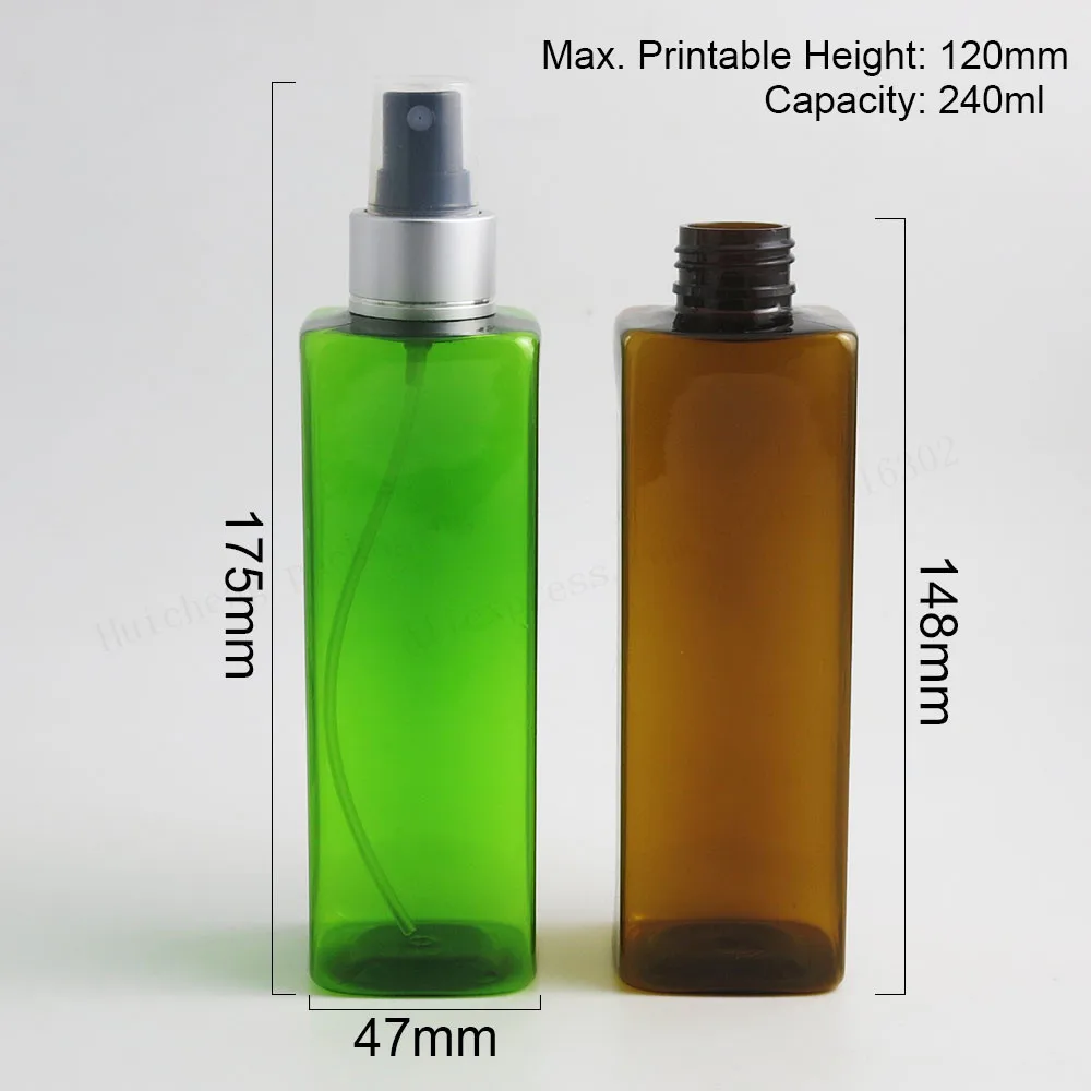 20 x 240ml Large PET Sprayer Perfume Bottles Amber Blue Green Clear Plastic Refillable Cosmetic Atomizer Container | Красота и