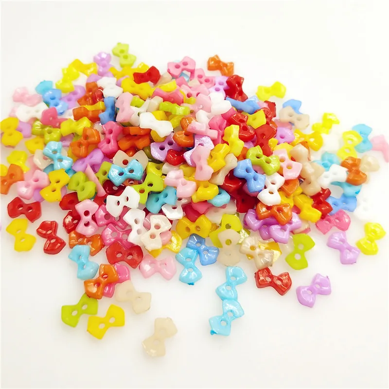 100 шт. смешанные миниатюрные крошечные пластиковые пуговицы с бантом швейная