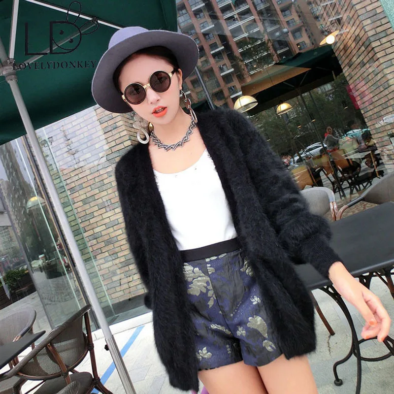 Норка LOVELYDONKEY кашемир свитер женский кашемировый кардиган вязаная куртка из