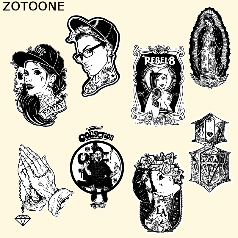 ZOTOONE Punk Iron on Patches Fashion Diy Patch Heat Transfers Badges Accessories Washable Vintage Decorations Appliques Stickers | Дом и сад