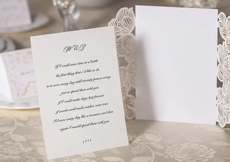 Customized White Laser Cut Floral Wedding Party Invitation Card Classic Engagement Invitations 95PCS Express Shipping | Дом и сад