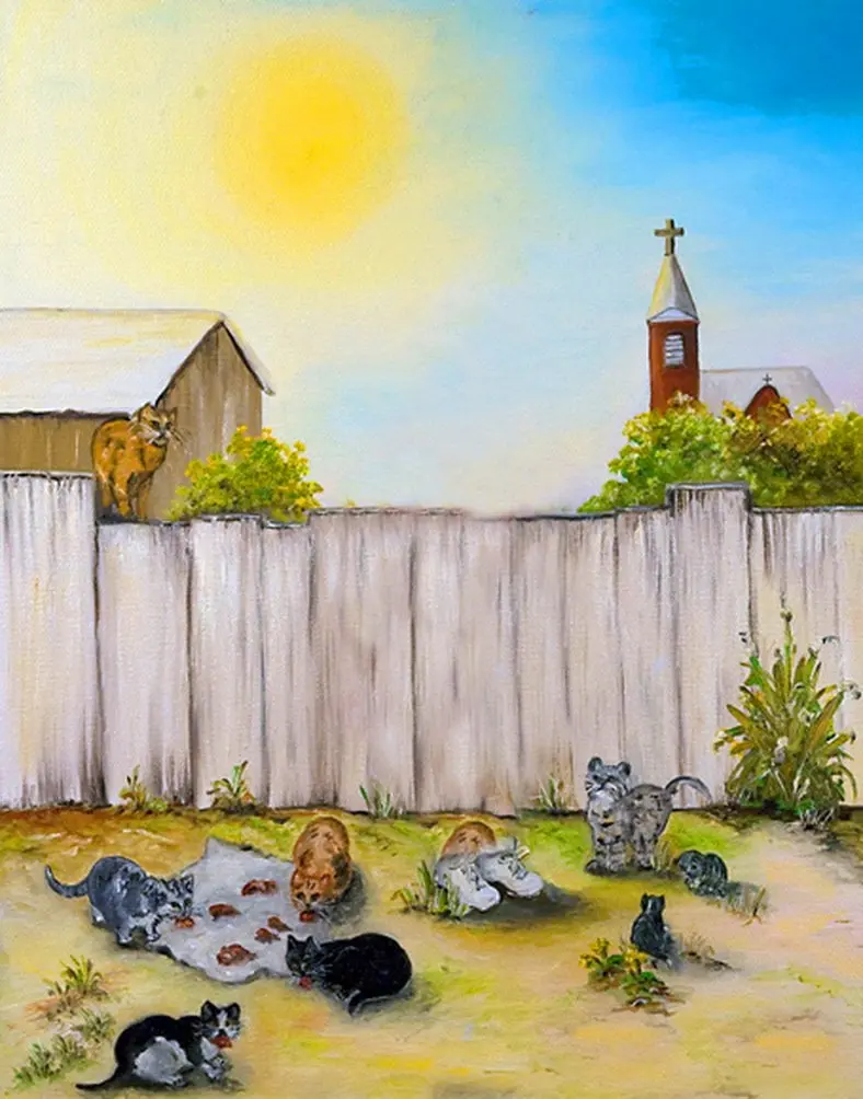 

Cartoon House Wall Animal Cat Photography Backdrops Photo Props Studio Background 5x7ft