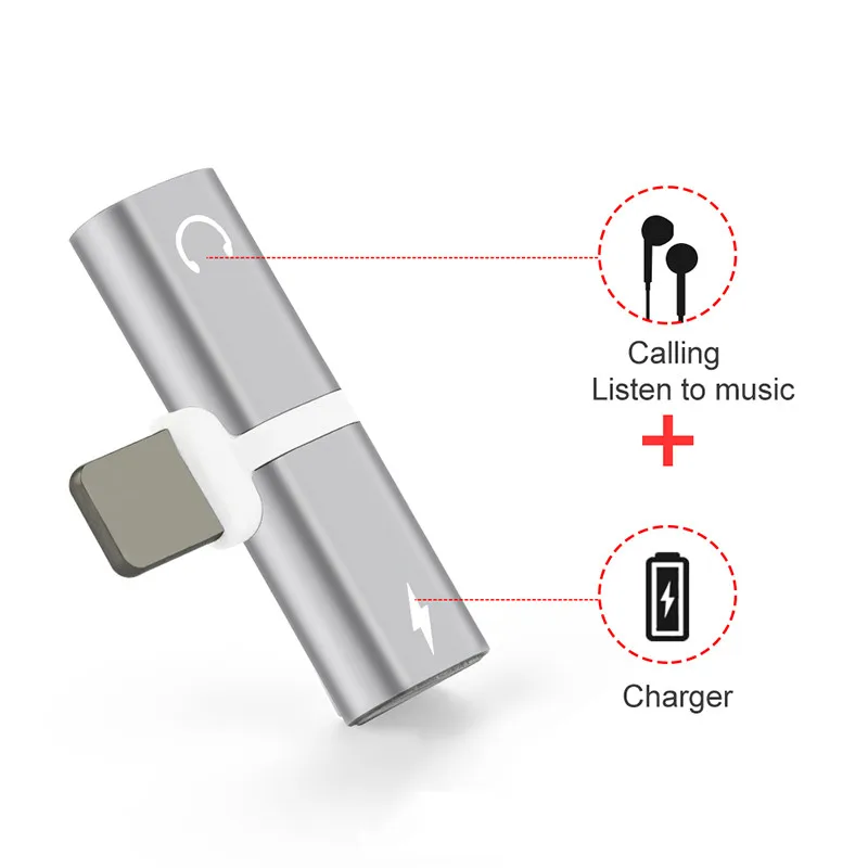 2 In 1 Dual Ports Headphone Adapter Charger for iphone x 7 8 6 s phone case For Iphone 7plus 8plus Phone Accessories |