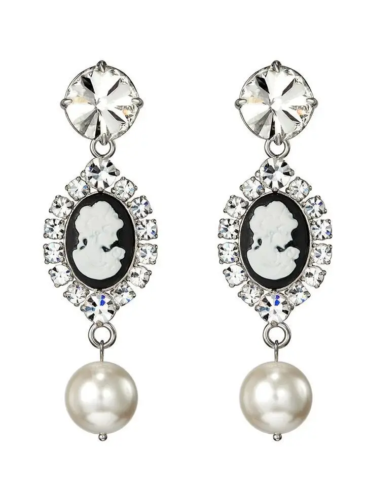 Queen-королевски Роскошная винтажный со стразами Серьги с жемчугом Bijoux (украшения