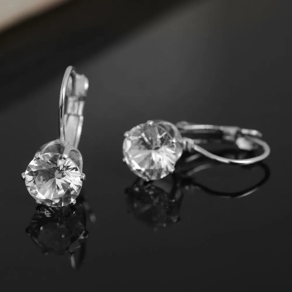 Женские Модные цвет серебристый Золотой Цвет белые серьги Стад горный хрусталь