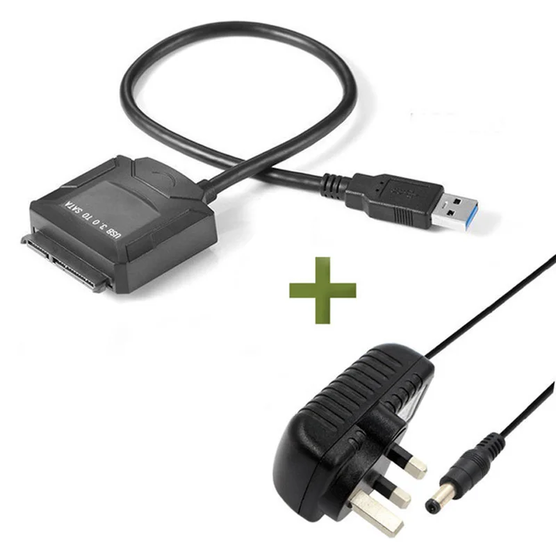 Кабель USB 3 0 к SATA с адаптером питания для жесткого диска 5 дюйма SSD HDD 12 В 2 А адаптер