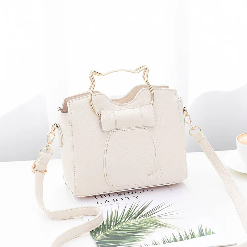 Для женщин психического Кот ручка Лук Сумочка ПУ кожи плеча Сумка повелительница