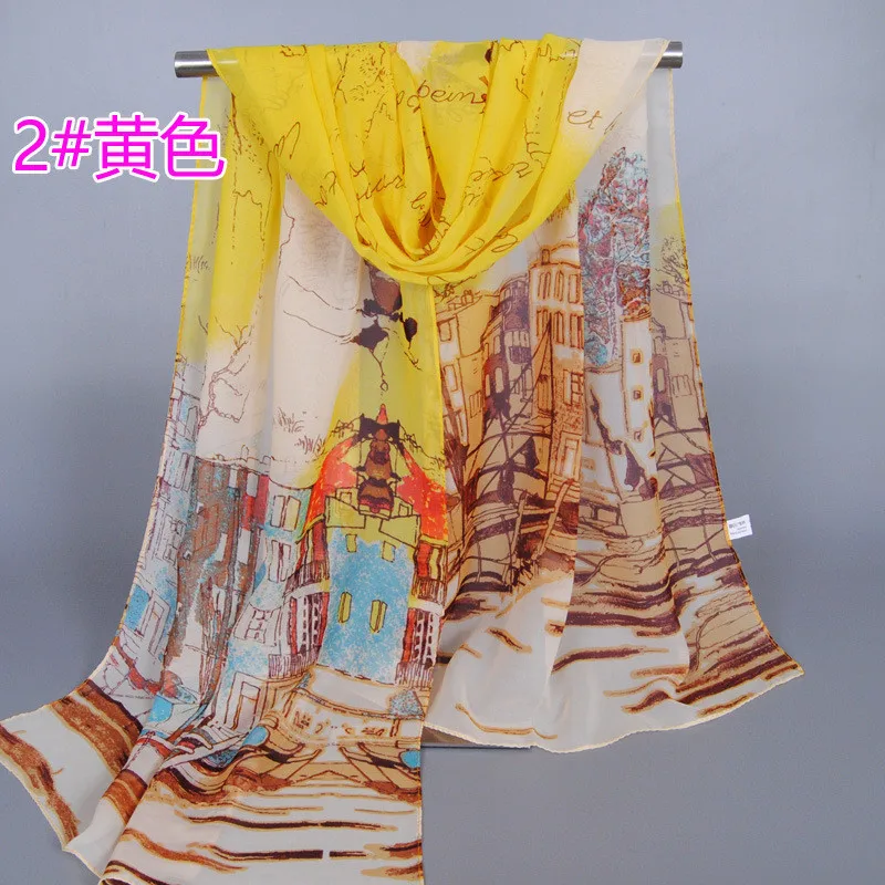 Женский шарф модный из пашмины Длинная накидка полиэстера шифоновый палантин