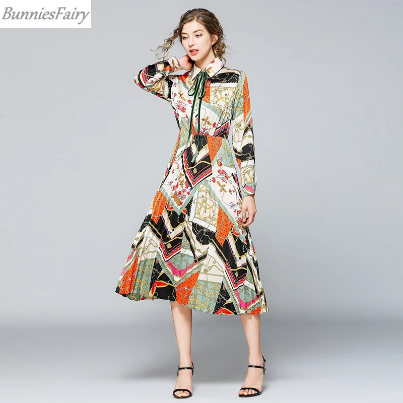 BunniesFairy 2019 дизайнерское Элегантное летнее женское платье с длинным рукавом в
