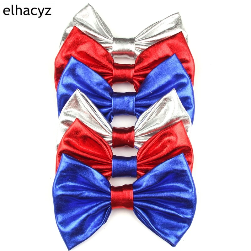 12pcs/lot Trendy Independence Day Shimmery 5&quot Hair Bow Barrette DIY Accessories Clip Infantile Headwear |
