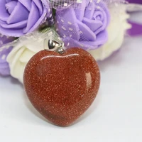 hot sale 2pcs fashion jewelry gold color sandstone heart pendant beads high grade women charms accessory 3 sizes b1836