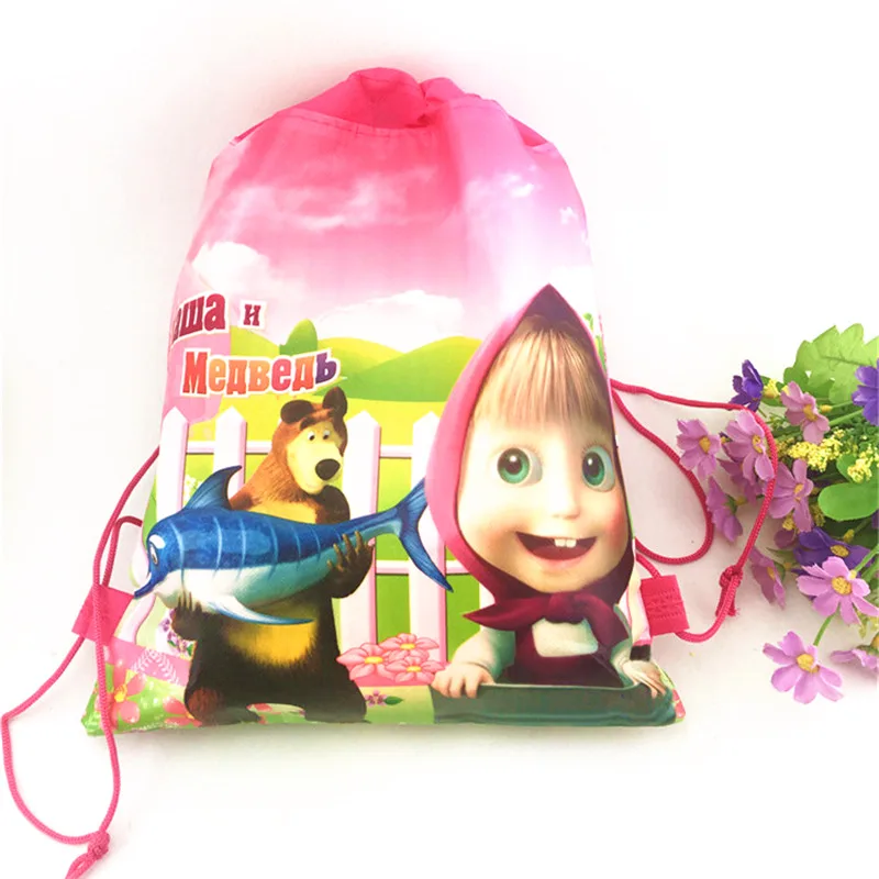 5/10/20/30 шт с героями мультфильма «Маша и Медведь» Вечерние Сумка-кисет для девочек дорожные сумки для хранения посылка школьные рюкзаки День рождения свадебные сувениры