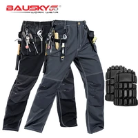 bauskydd working clothes mens black mechanic pants working trousers with knee pads workwear uniforms free shipping
