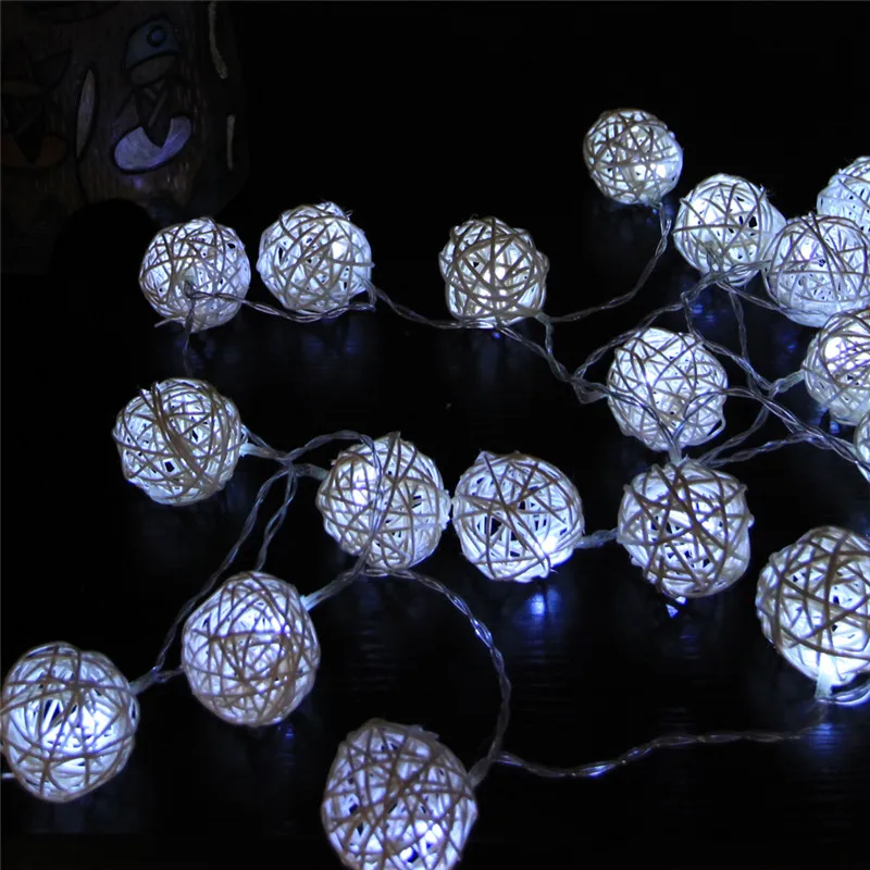 Сказочные огни на батарейках гирлянды Ротанговые шары 5 м 40 LED для спальни сада