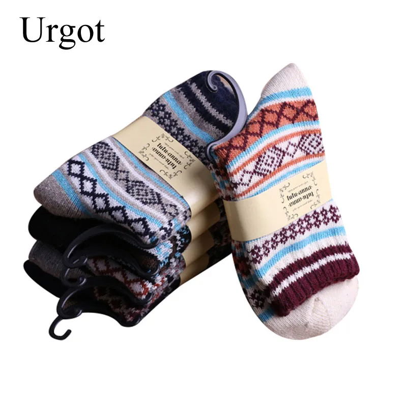 

Urgot 5 Pairs/lot Men's Wool Socks National Style Autumn and Winter Models Thick Warm Socks Men Casual Meias Calcetines Hombre