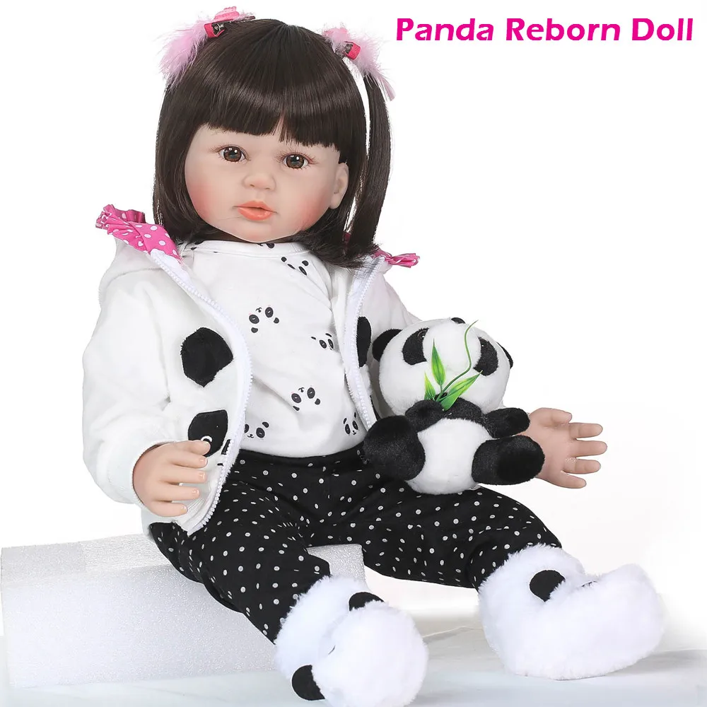 

22 "58 см девочка кукла возрожденная NPK винил силиконовые Возрожденные младенцы с пандой плюшевые дети подарок куклы игрушки bebe bonecas reborn menina