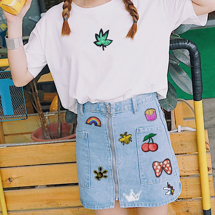 5PCS Sequined Notes Patches for Clothing Iron on Transfer Sequin Applique Cloth Shoes DIY Sew Embroidery Badge | Дом и сад