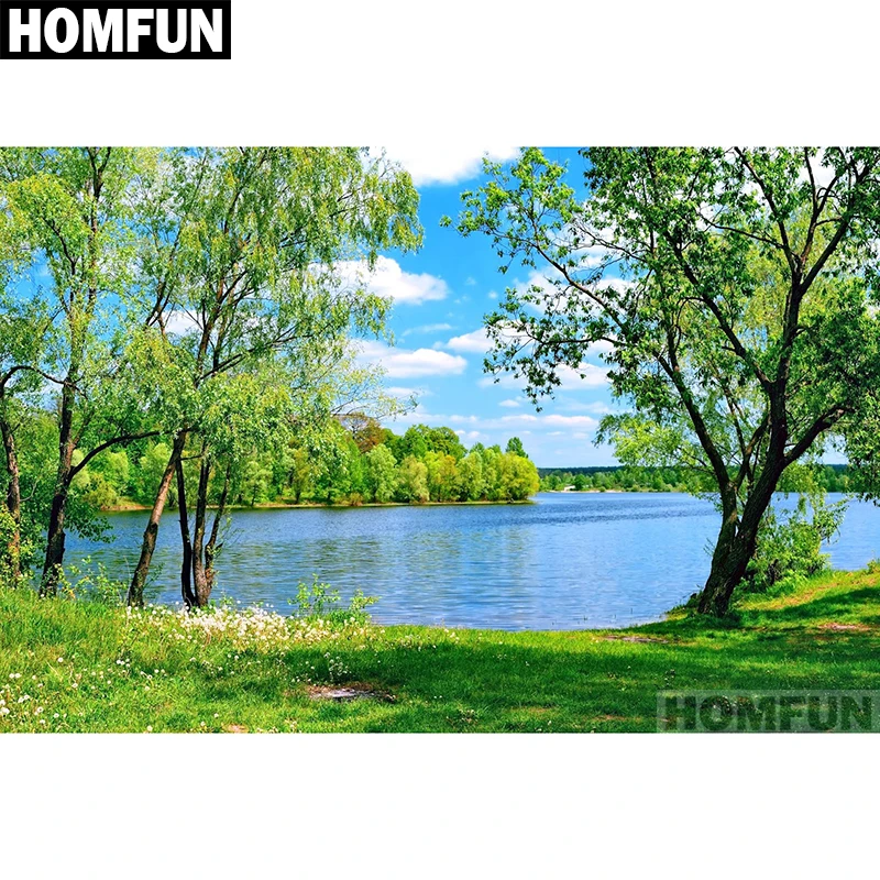 Картина HOMFUN с алмазной вышивкой Пейзаж натуральная алмазная живопись полный