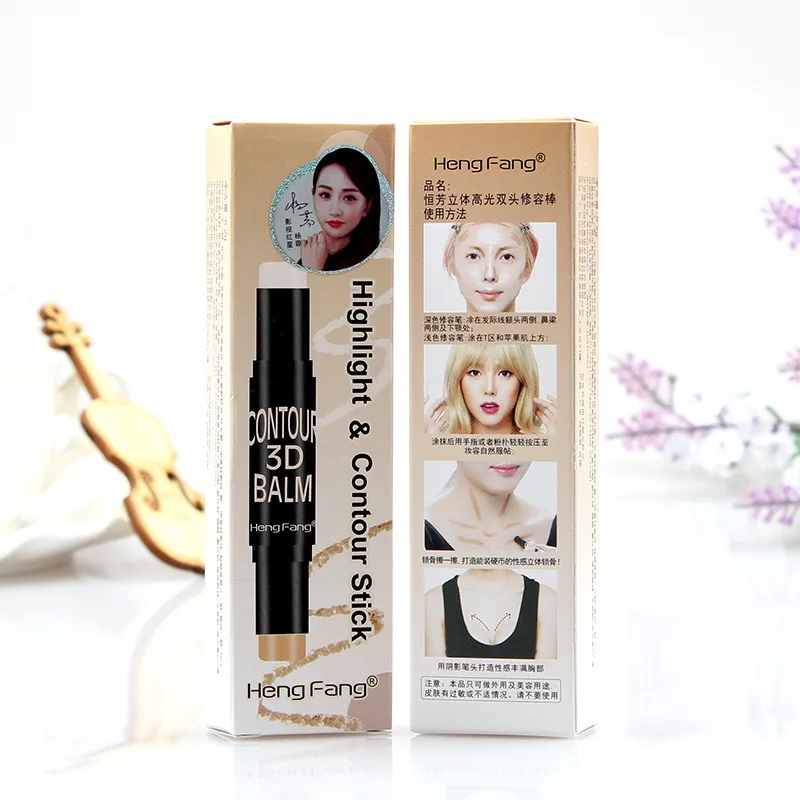 Трехмерный высокоглянцевый двухголовый корректор Осветляющий теневой карандаш