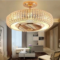 creative anion fan light all k9 crystal 220v negative ions ceiling lamp remote control round golden ceiling fan lamp