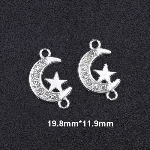 Silver 5 Pieces Товары для ювелирных изделий, Cz Стразы, серебро, Бог, мусульманский полумесяц, шарм, соединитель, аксессуары для исламских ювелирных изделий, сделай сам - Цвет: Silver 5 Pieces