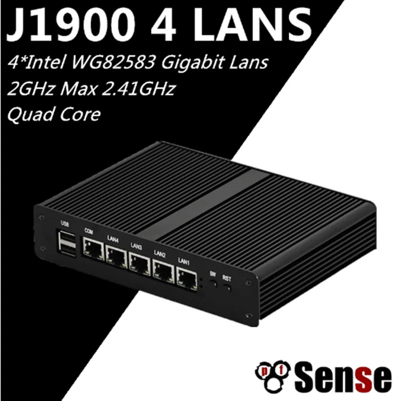 Процессор EGlobal fanless Мини ПК 4 LAN Порты и разъёмы Intel J1900 мини Barebone 12 V Linux pfsense NUC