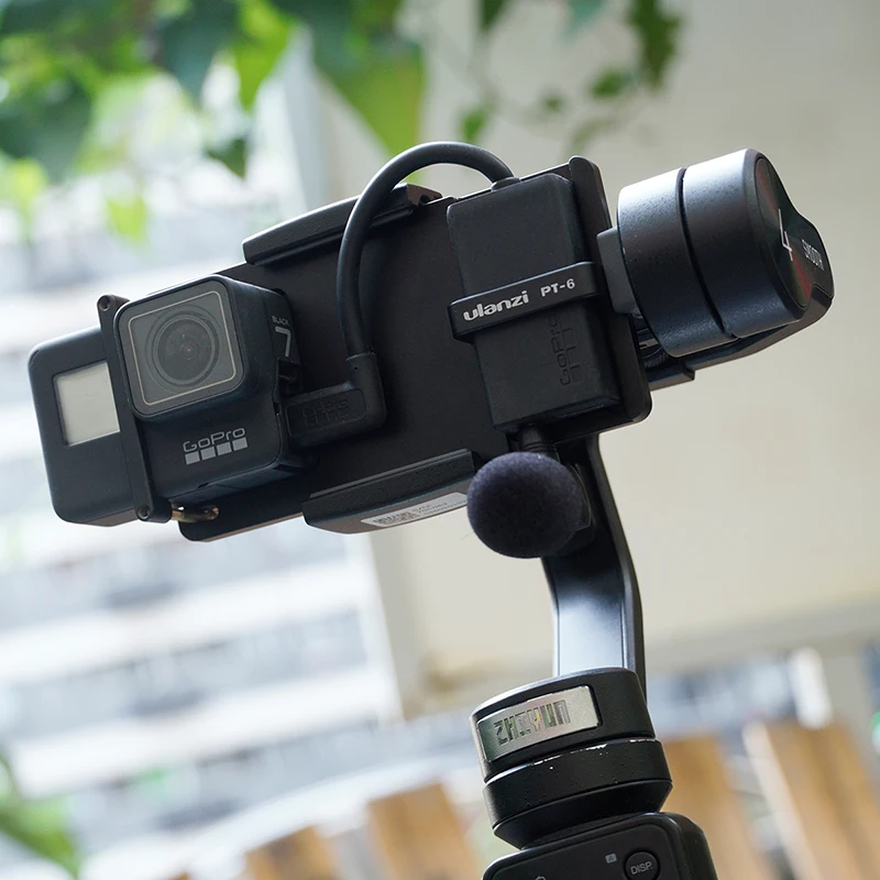 Ulanzi PT 6 Gopro Vlog пластина с микрофоном адаптер для 3 осевого карданного подвеса Moza Mini