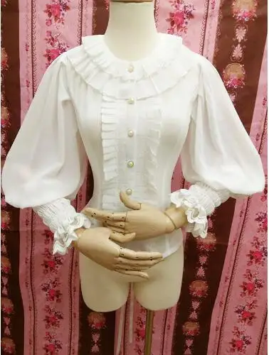 Милая Белая Летняя Блузка для девочек с рукавами-фонариками Женская белая блузка