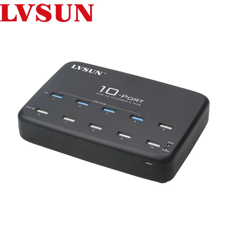LVSUN 10 порт USB зарядное устройство Интеллектуальный настольный с 2 0 концентратор