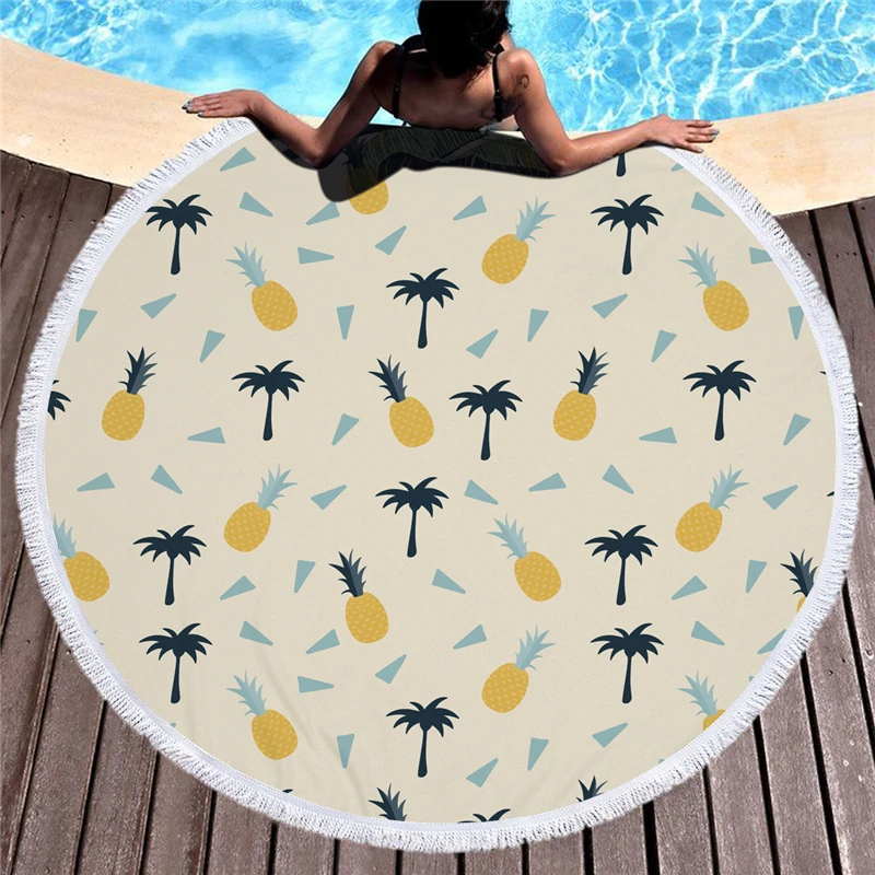 

Casegrace Soft Microfiber Round Beach Towel Cute Pineapple Beach Towel With Tassels Hydrophil Towel Picnic Cloth Blanket
