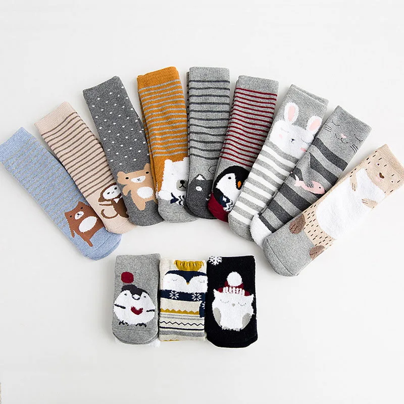 3 пары в партии хлопковые носки для малышей детские Нескользящие гетры до колена
