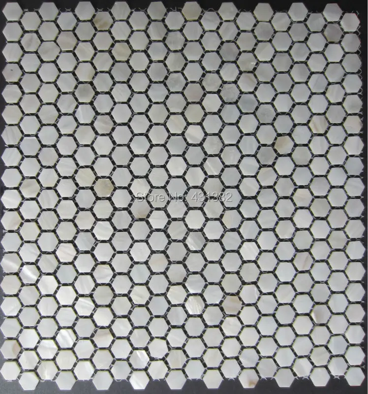 Фото Шестигранная мозаичная плитка 15 мм перламутровая задняя для раковины ванная