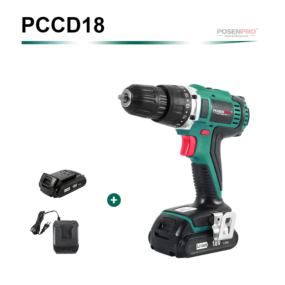 SET2 POSENPRO 18V 45Nm DC литий-ионный Батарея 3/8 дюймов 2-Скорость электрическая дрель Мини Электрическая отвертка Беспроводной Мощность драйвер - Цвет: SET2