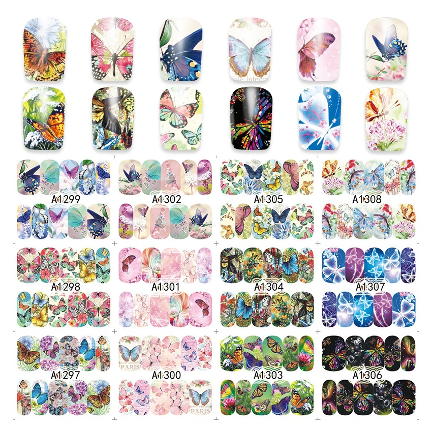 Переводные наклейки для ногтей 12 листов переводная наклейка с изображением
