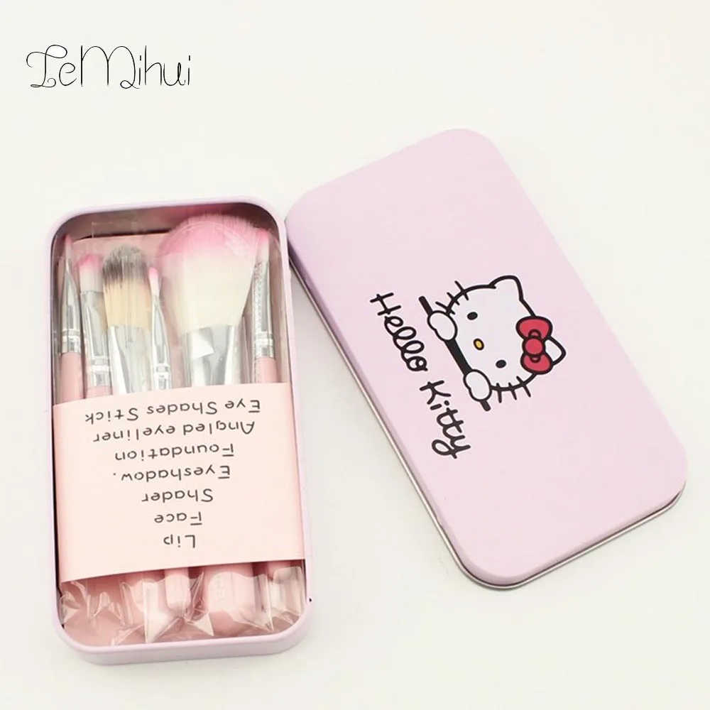 Модный профессиональный набор кистей для макияжа розовая косметичка hello kitty