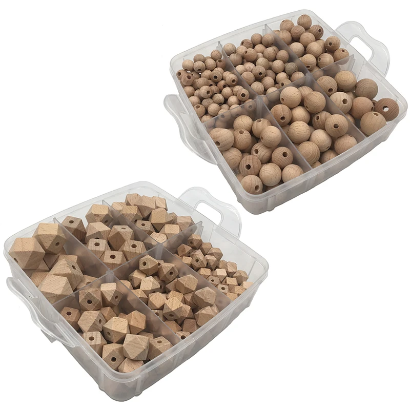 Деревянный Прорезыватель для зубов 2 коробки бук геометрические шестигранные