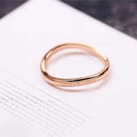 yun ruo fashion simple curve letters ring rose gold color woman birthday gift party titanium steel jewelry top quality not fade