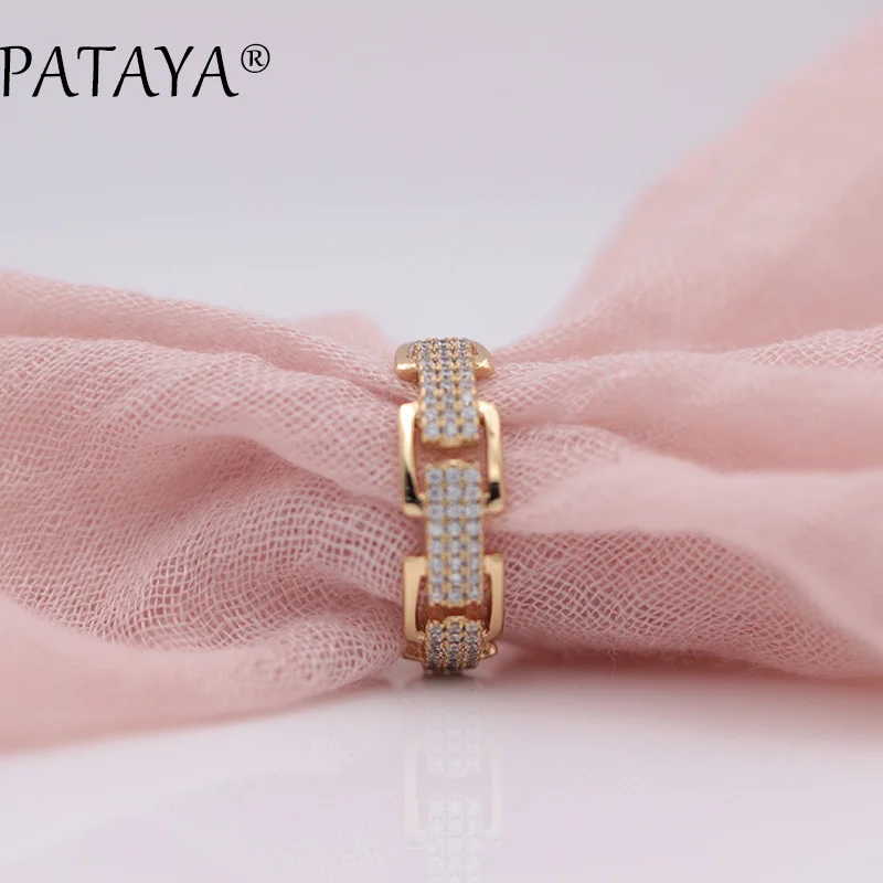 Pataya Новые поступления три ряда круглый белый натуральный циркон Кольца Для