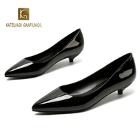 top quality ladies shoes black pumps patent leather 3cm low heel shoe nude office shoes elegant women wedding party shoes k 221