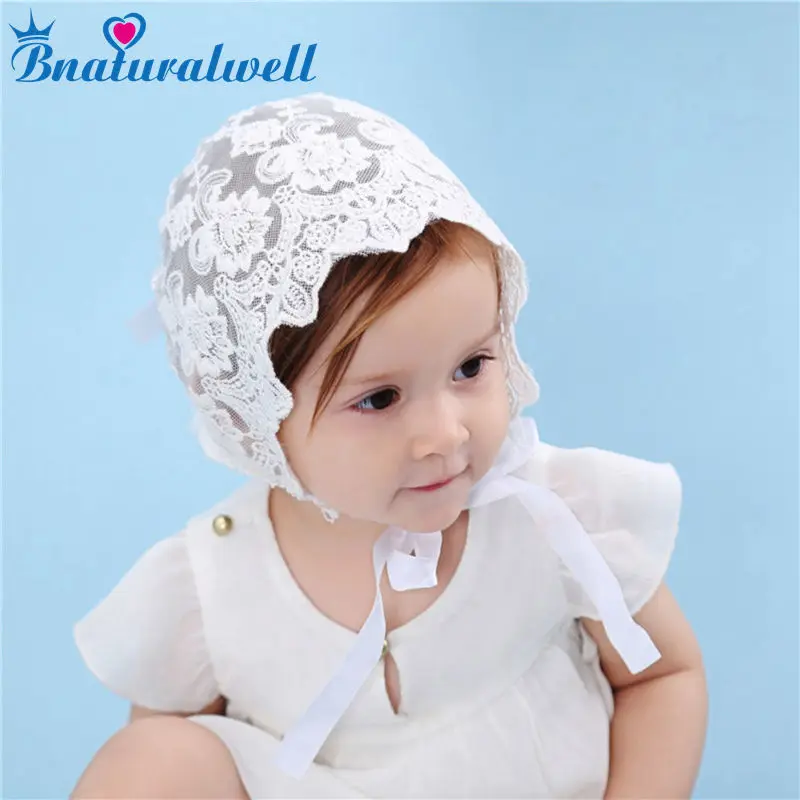 Белая кружевная шляпка Bnaturalwell для маленьких девочек Цветочный декор