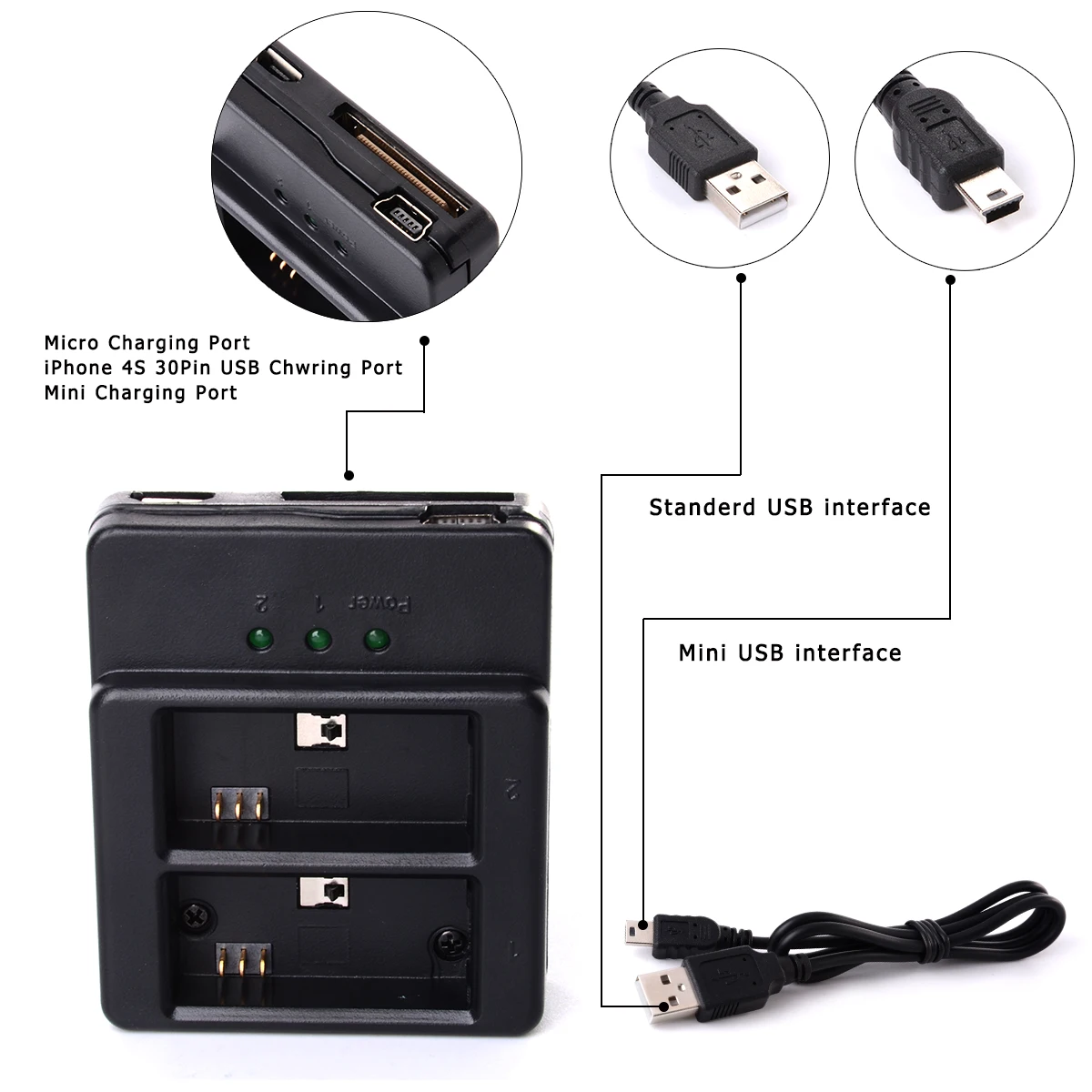 Dual USB Зарядное Устройство + 2 х 1180 mAh Батареи для Gopro HD Hero 3 BC319 | Электроника