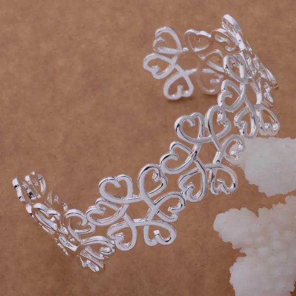 Посеребренный Модный Ювелирный Браслет с сердечками и цветами для влюбленных